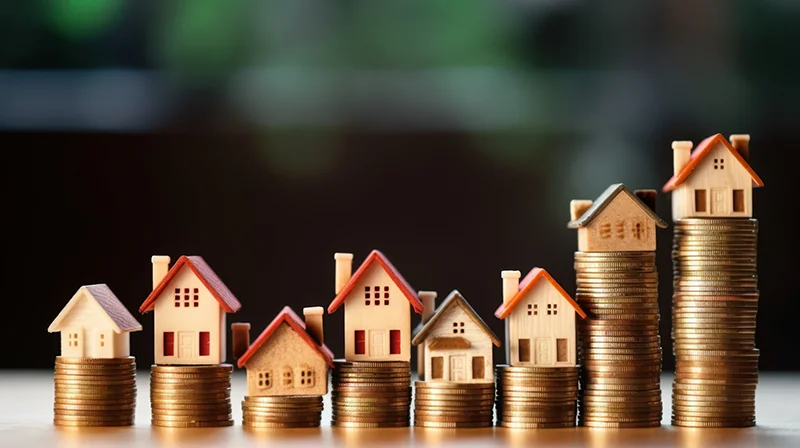 Mini houses on money change