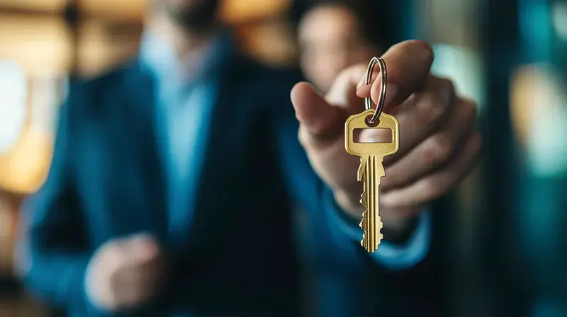 Man in suit holding keys