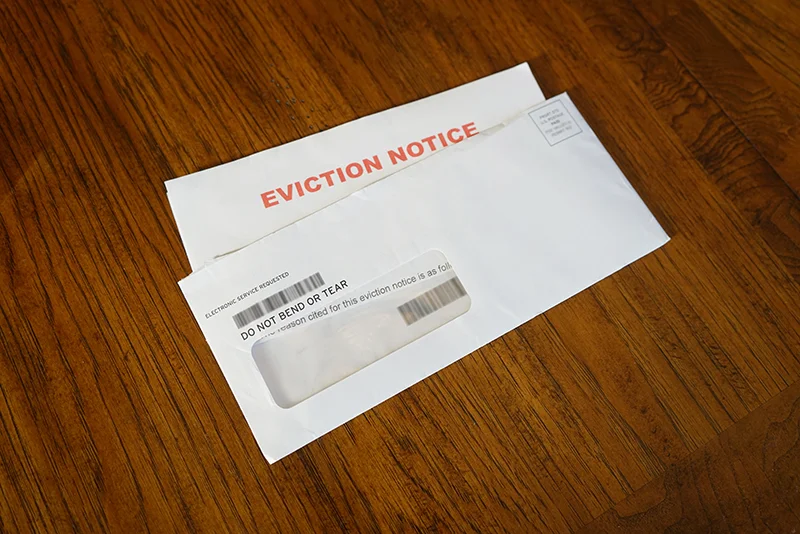 Eviction letter in an envelope.