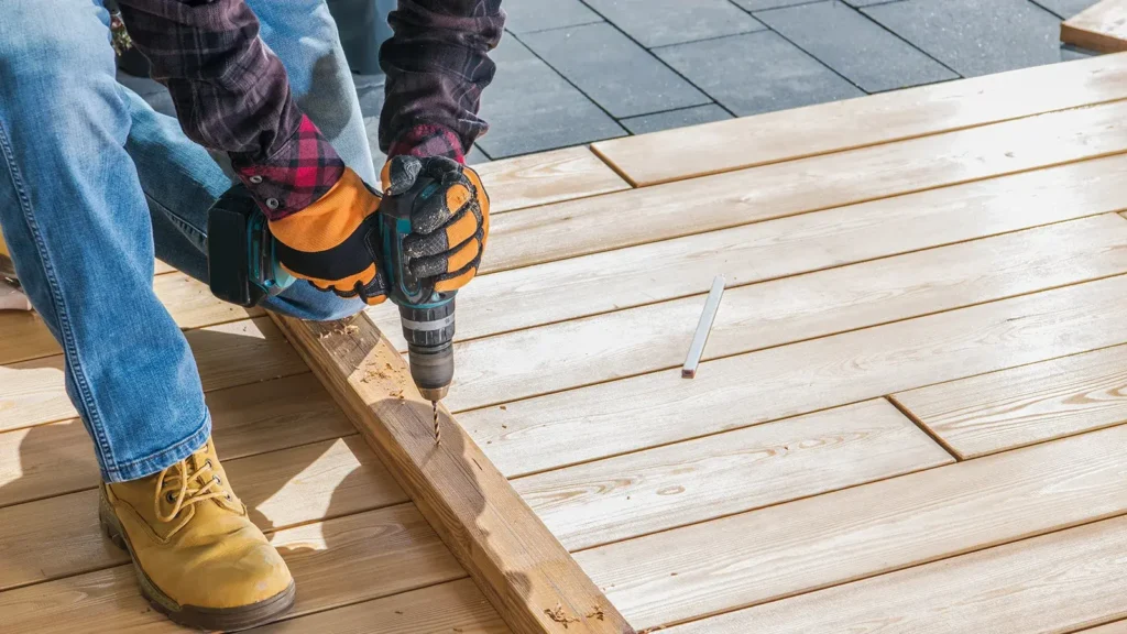 Someone doing deck repairs.