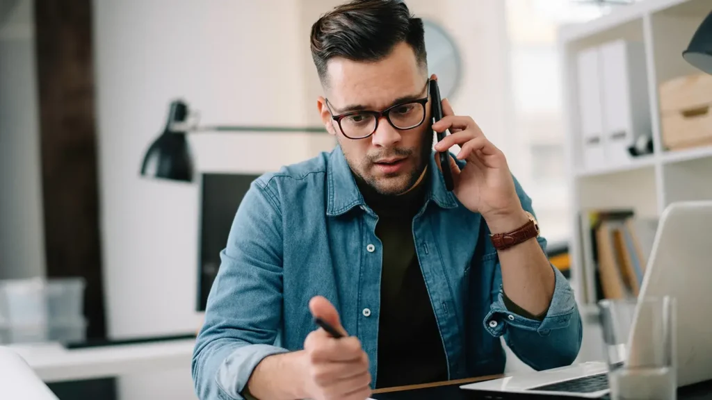 man talking on phone