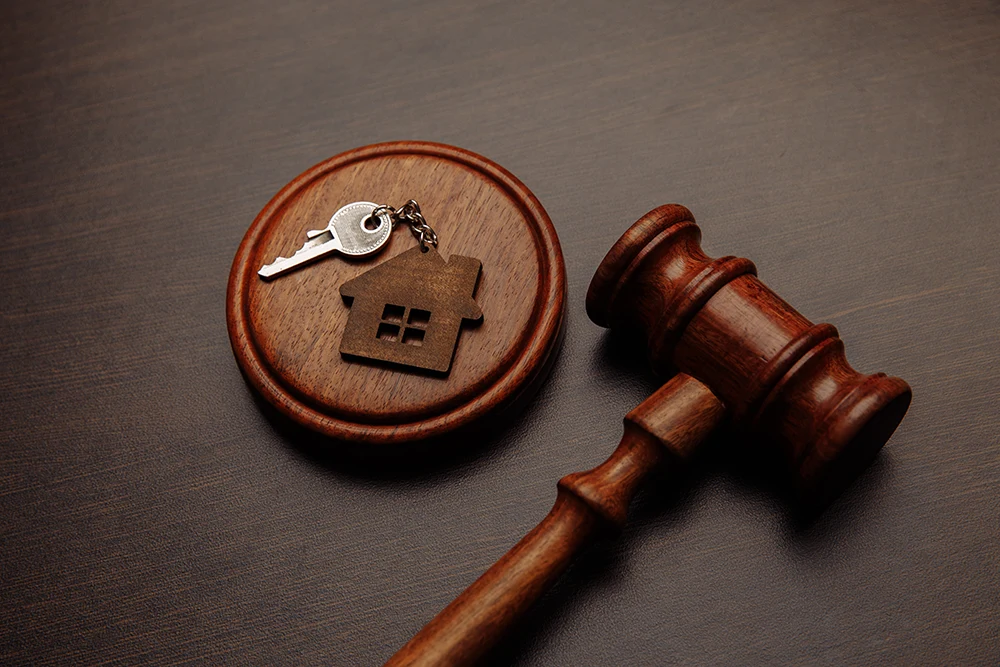 House keys pictured with a gavel.