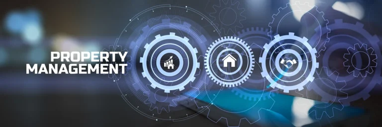 Property Management image with gears, houses